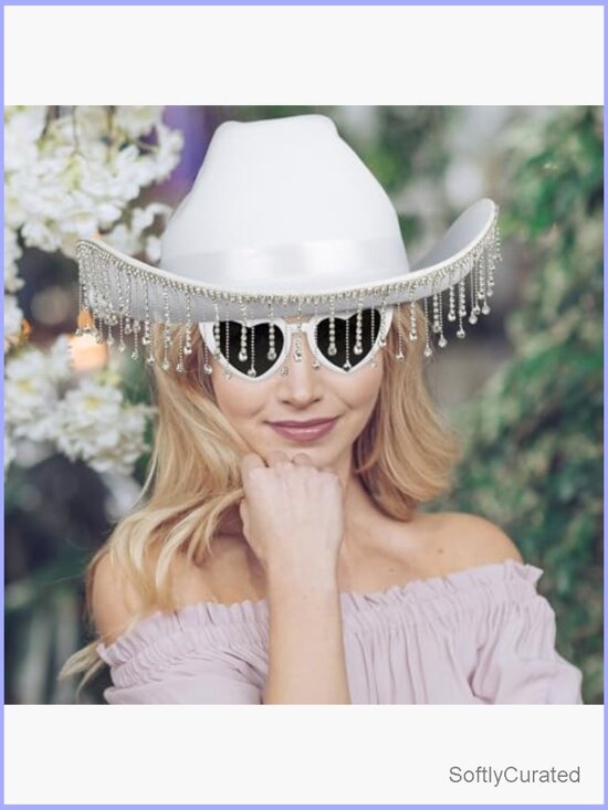 Rhinestone Cowgirl Hat with Fringe and Sunglasses main image 4